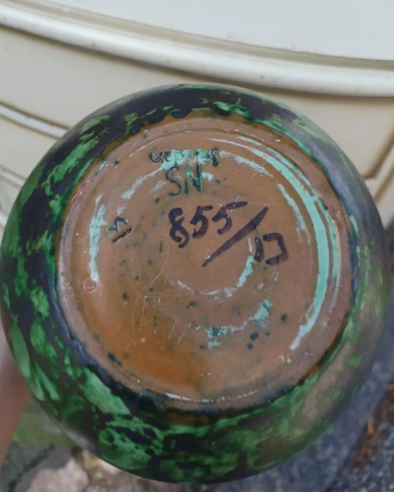 Fantastisk grøn keramik urne eller krukke fra Nittsjö