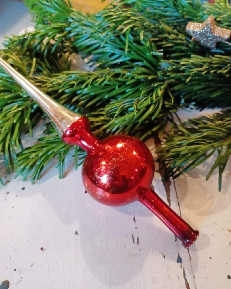 Fantastisk gammelt glas topspir til juletræet.