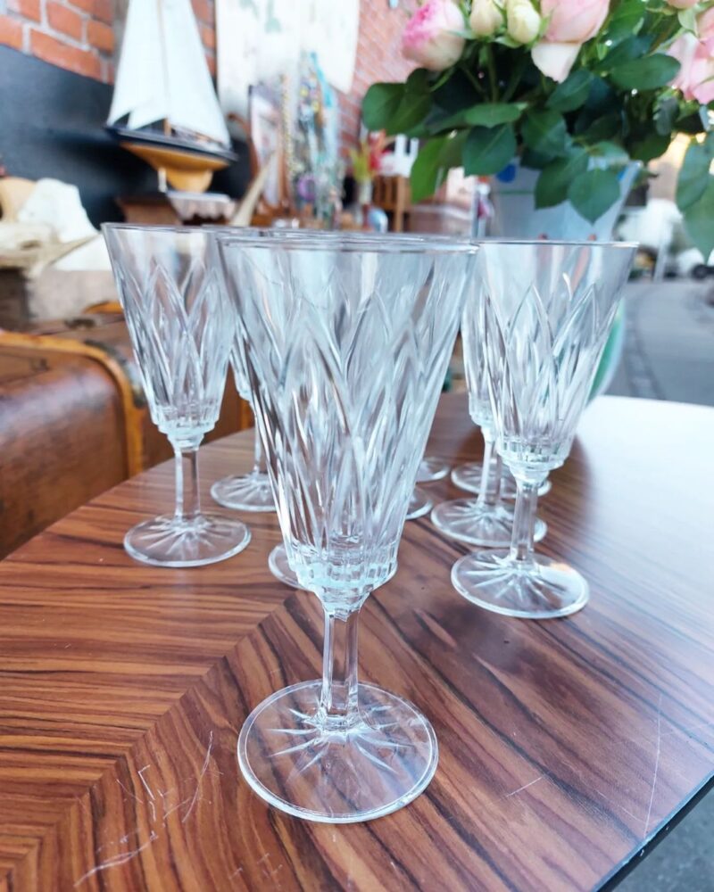 Super smukke gamle krystal champagne glas muligvis franske Reims Harlekin glas.