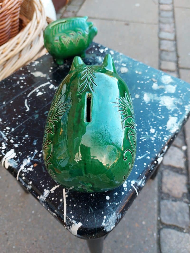 Fantastisk skøn grøn keramik sparegris.