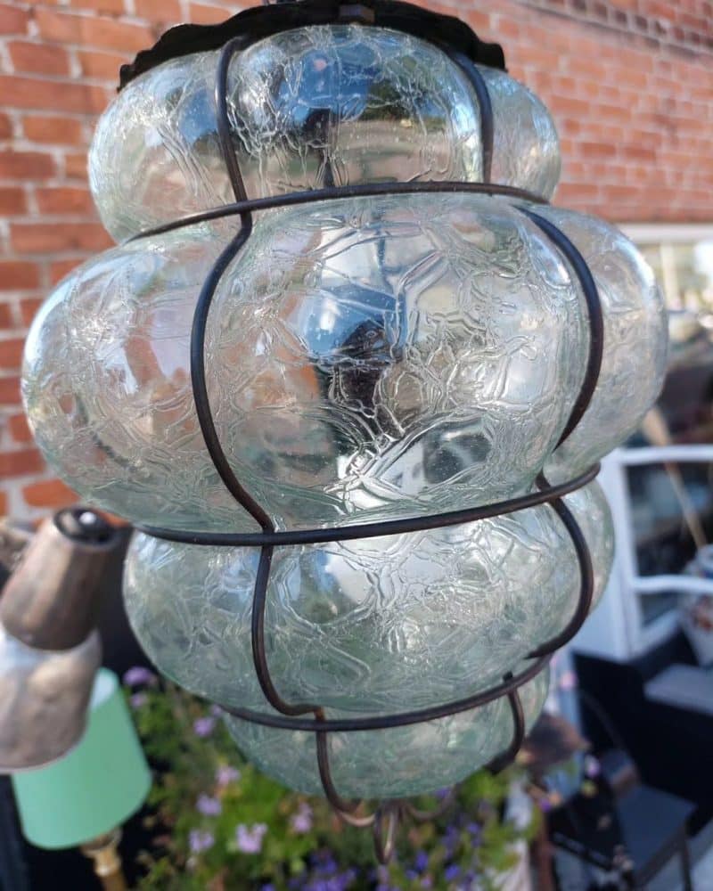Fantastisk "Skansenglas", art nouveau, glaslampe fra Stockholms Glasbruk.