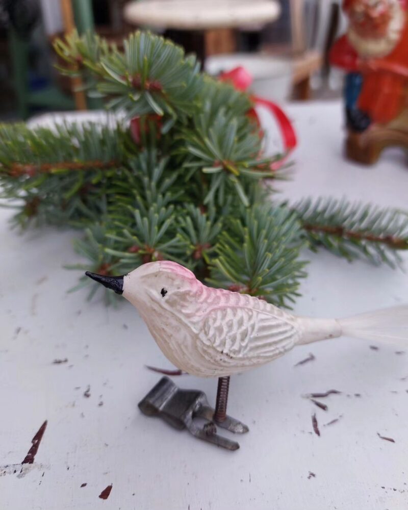 Fantastisk gammel glasfugl til juletræet.